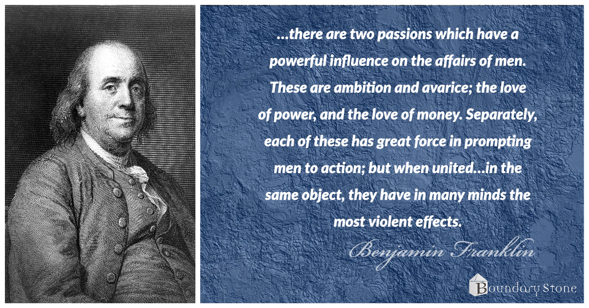 Benjamin Franklin Power and Money Quote Image